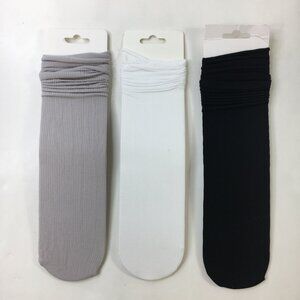 Your Missing Sock Womens Crew Socks Set 3 Solid Ribbed Gray White Black